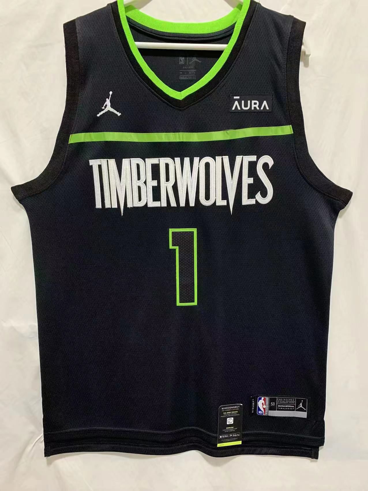 Men Minnesota Timberwolves #1 Edwards Black Game 22-23 NBA Jersey->phoenix suns->NBA Jersey